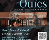 Les concerts du Mont-Joli - Duo Ouïes, musiques anciennes