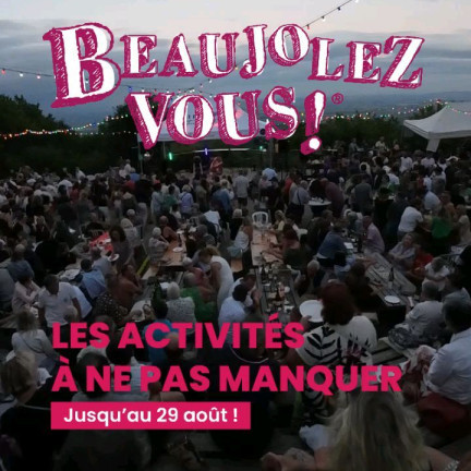 Beaujolez-vous le programme 

Tout l'été jusqu'à fin août, vivez les soirées thématiques de Beaujolez-vous : 

Les mardis, déhanchez-vous lors des Temps Danse sur le port près des bords de Saône.

Chaque mercredi, la Terrasse de Chiroubles est le rendez-vous de fin de journée des amis : de la musique, des vins du Beaujolais, une vue à couper le souffle : ce sont les Estivales !

Les jeudis, Fleurie prend un air de Provence et offre aux visiteurs un marché nocturne : de quoi remplir vos valises de produits locaux !

A l'Espace des Brouilly à Saint-Lager, amusez-vous les vendredis autour d'un quiz et d'un verre de Brouilly.

 A Beaujeu les samedis, Beaujeu sous les lampion c'est à boire, à manger et à danser pour tous les goûts !

Alors  à quel  événement  allez-vous participer cette semaine ? 

#Beaujolais #chiroubles #fleurie #soireesdete #beaujolezvous